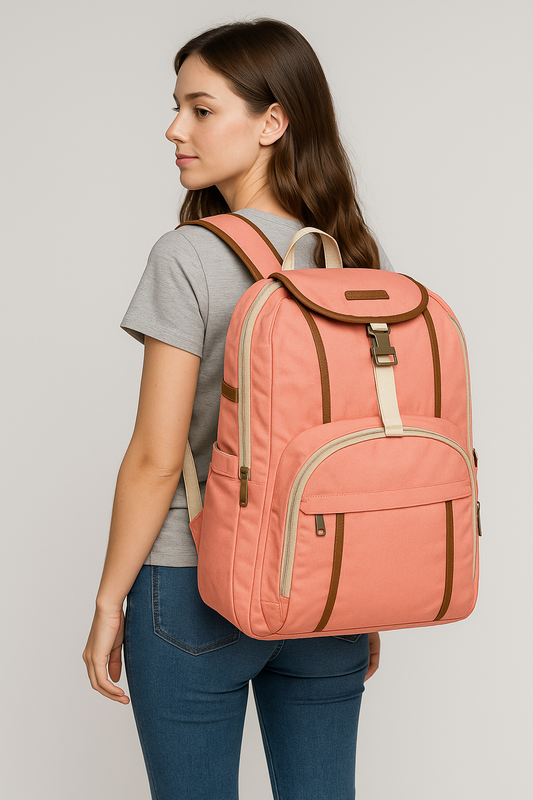 Coral Pink Travel Backpack – Stylish & Functional