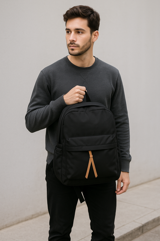 Classic Black Backpack – Minimalist & Durable