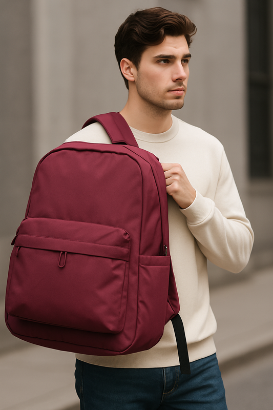Burgundy Classic Backpack – Bold & Practical