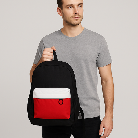 Black & Red Colorblock Backpack – Bold & Practical