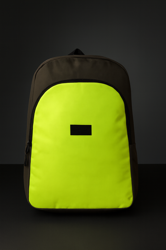 Neon Yellow &amp; Brown Contrast Backpack – Bold and Practical