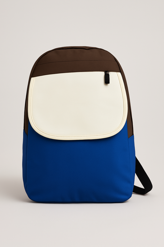 Blue & White Colorblock Backpack – Sleek and Versatile
