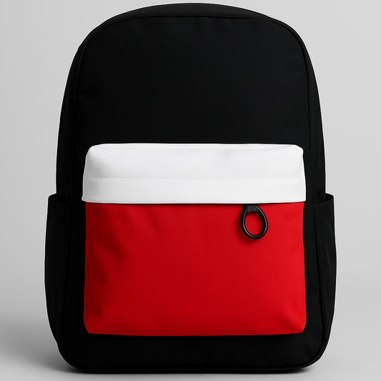 Black & Red Colorblock Backpack – Bold & Practical