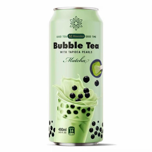 Mineralux Matcha Bubble Tea with Tapioca Pearls (490ml / 16.5 fl.oz)